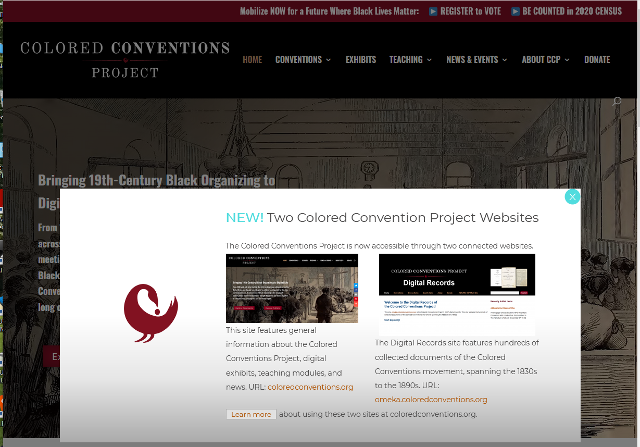 Screen-capture from the Colored Conventions Project, https://coloredconventions.org/