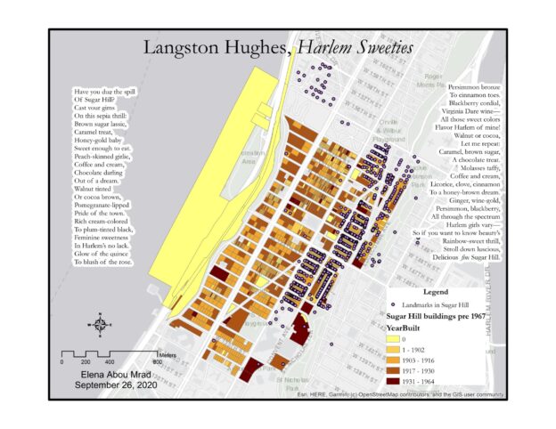 Map of Langston Hughes' poem Harlem Sweeties.